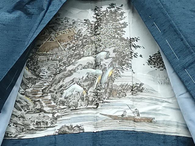 平和屋着物●男性　紬　アンサンブル　吉祥文　正絹　逸品　CAAS8550vf
