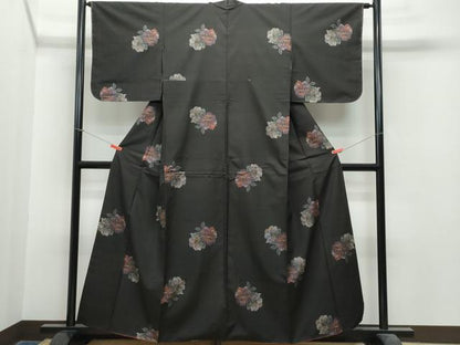 平和屋着物●本場大島紬 9マルキ 地空き 牡丹 正絹 逸品 未使用 CAAS8560vf