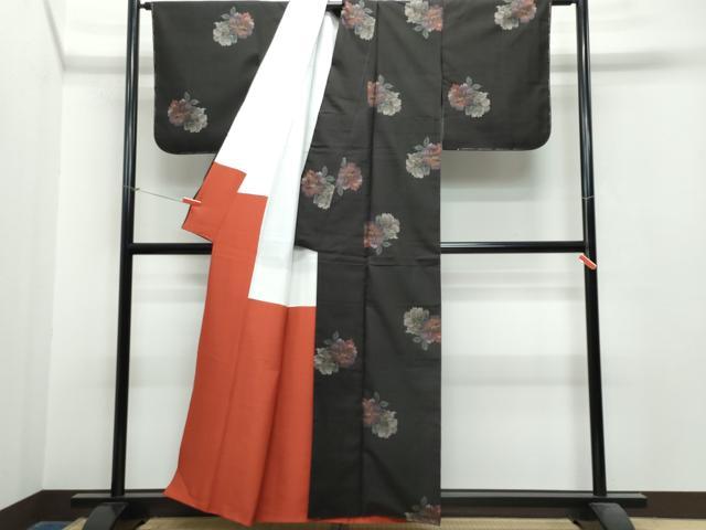 平和屋着物●本場大島紬 9マルキ 地空き 牡丹 正絹 逸品 未使用 CAAS8560vf
