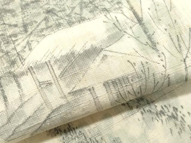 平和屋着物●訪問着　作家物　紬地　手描き　風景草木文　正絹　逸品　CAAS8564vf