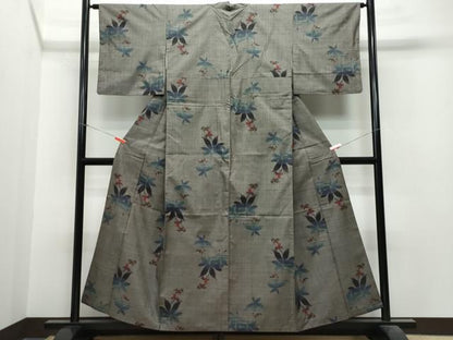 平和屋着物●本場大島紬 7マルキ 泥染め 楓文 正絹 逸品 CAAS8572vf