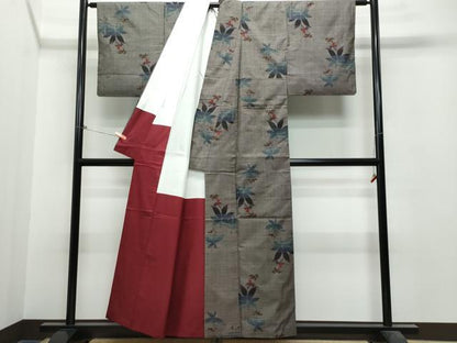 平和屋着物●本場大島紬 7マルキ 泥染め 楓文 正絹 逸品 CAAS8572vf