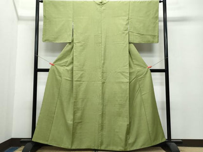 平和屋着物●上質な紬 色無地 海松色 正絹 逸品 CAAS8587vf