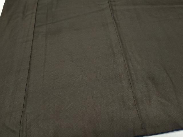 平和屋着物●男性　お召　羽織セット　憲法黒茶色　赤墨色　正絹　逸品　CAAS8604vf