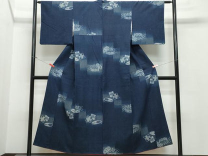 平和屋着物●小紋　弓浜絣　裁縫道具　綿　逸品　CAAS8617vf