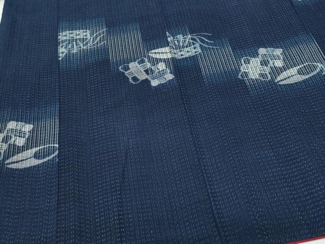 平和屋着物●小紋　弓浜絣　裁縫道具　綿　逸品　CAAS8617vf