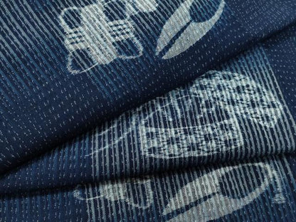 平和屋着物●小紋　弓浜絣　裁縫道具　綿　逸品　CAAS8617vf