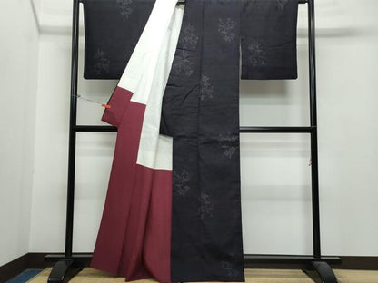 平和屋着物●本場結城紬 重要無形文化財 100亀甲 草花文 正絹 逸品 CAAS8635vf