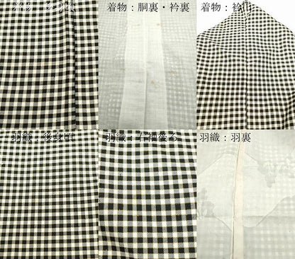 平和屋着物●上質なお召 アンサンブル 格子柄 正絹 逸品 CAAS8647vf