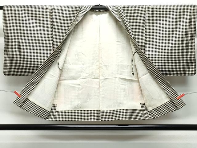 平和屋着物●上質なお召 アンサンブル 格子柄 正絹 逸品 CAAS8647vf
