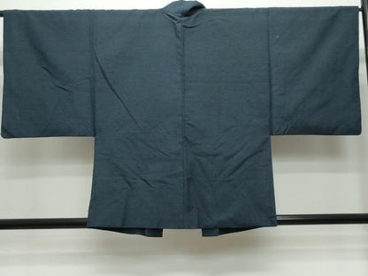 平和屋着物●男性 紬 アンサンブル 藍鉄色 正絹 逸品 CAAS8650vf