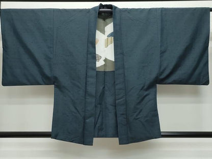 平和屋着物●男性 紬 アンサンブル 藍鉄色 正絹 逸品 CAAS8650vf