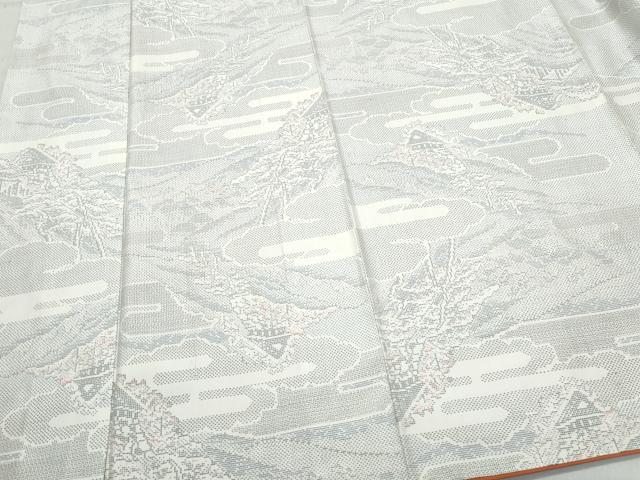 平和屋着物●本場大島紬　白大島　120亀甲　風景草木文　正絹　逸品　CAAS8658vf