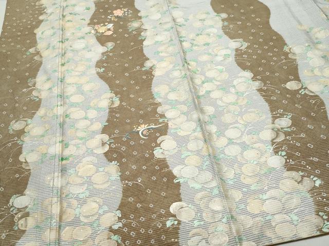 平和屋着物●訪問着 本場大島紬地 刺繍 草花文 金彩 正絹 逸品 CAAS8677vf
