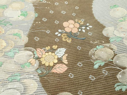 平和屋着物●訪問着 本場大島紬地 刺繍 草花文 金彩 正絹 逸品 CAAS8677vf