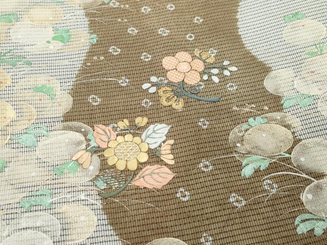 平和屋着物●訪問着 本場大島紬地 刺繍 草花文 金彩 正絹 逸品 CAAS8677vf