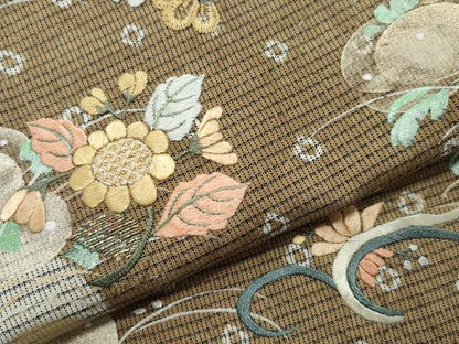 平和屋着物●訪問着 本場大島紬地 刺繍 草花文 金彩 正絹 逸品 CAAS8677vf