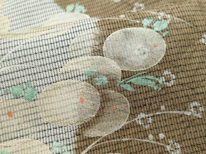 平和屋着物●訪問着 本場大島紬地 刺繍 草花文 金彩 正絹 逸品 CAAS8677vf