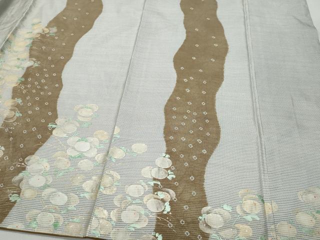 平和屋着物●訪問着 本場大島紬地 刺繍 草花文 金彩 正絹 逸品 CAAS8677vf