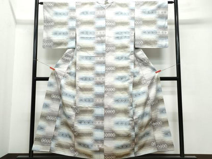 平和屋着物●米流紬 吉祥花文 反端付き 正絹 逸品 CAAS8681vf