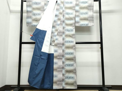 平和屋着物●米流紬 吉祥花文 反端付き 正絹 逸品 CAAS8681vf