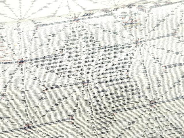平和屋着物●上質な紬 麻の葉花文 反端付き 正絹 逸品 CAAS8682vf
