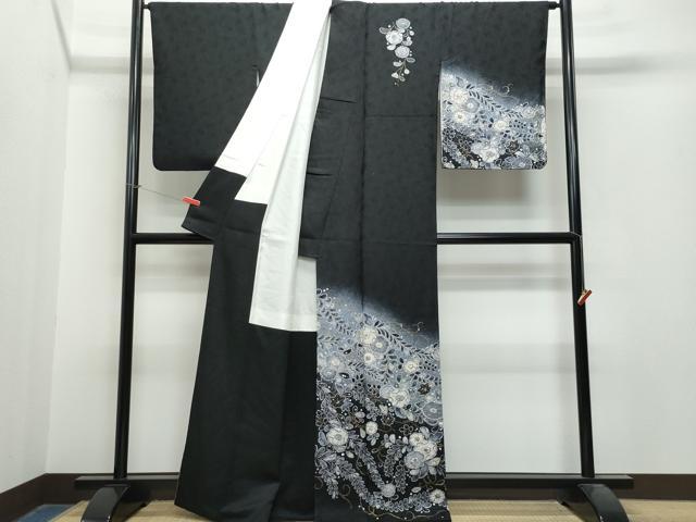 平和屋着物●訪問着 作家物 辻が花 暈し染め 黒地 金彩 正絹 逸品 CAAS8719vf