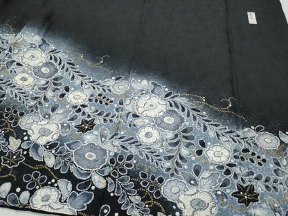 平和屋着物●訪問着 作家物 辻が花 暈し染め 黒地 金彩 正絹 逸品 CAAS8719vf