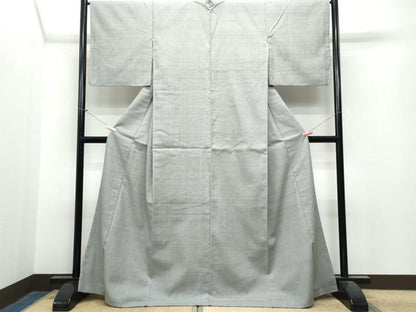平和屋着物●結城紬 色無地 灰色 正絹 逸品 CAAS8722vf