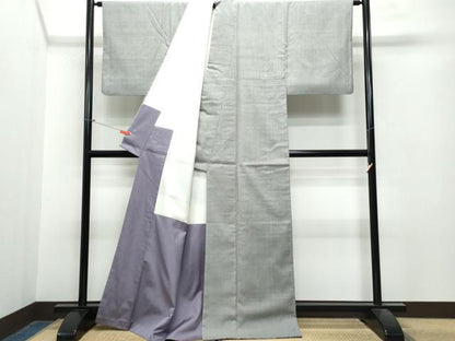 平和屋着物●結城紬 色無地 灰色 正絹 逸品 CAAS8722vf