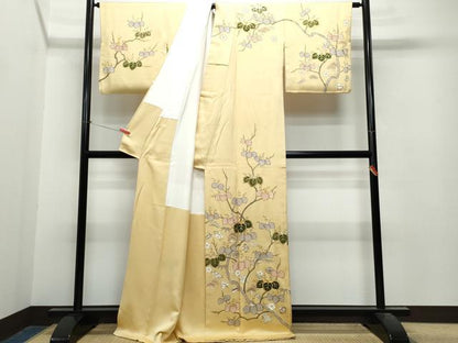 平和屋着物●訪問着　駒刺繍　宝尽くし飛鶴桐文　金彩　正絹　逸品　CAAS8726vf