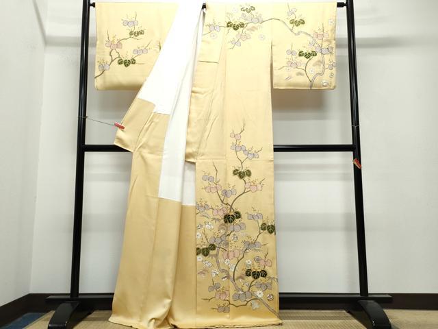 平和屋着物●訪問着　駒刺繍　宝尽くし飛鶴桐文　金彩　正絹　逸品　CAAS8726vf