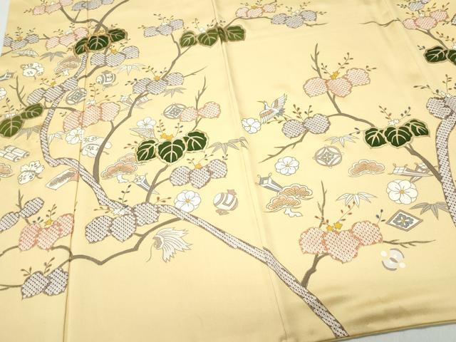 平和屋着物●訪問着　駒刺繍　宝尽くし飛鶴桐文　金彩　正絹　逸品　CAAS8726vf
