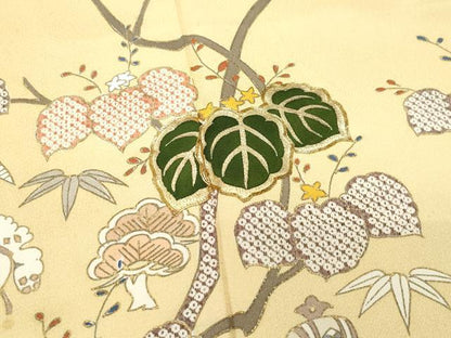 平和屋着物●訪問着　駒刺繍　宝尽くし飛鶴桐文　金彩　正絹　逸品　CAAS8726vf