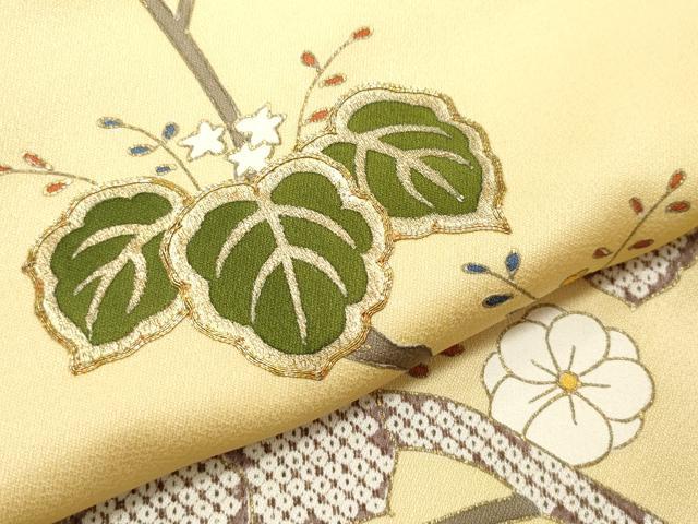 平和屋着物●訪問着　駒刺繍　宝尽くし飛鶴桐文　金彩　正絹　逸品　CAAS8726vf