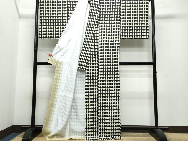 平和屋着物●小紋　菱文　洗える着物　CAAS8729vf