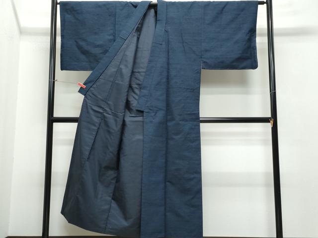 平和屋着物●男性 紬 アンサンブル 濃紺色 正絹 逸品 CAAS8732vf