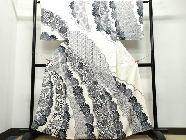 平和屋着物●名門　藤娘きぬたや・総絞り　訪問着　雪芝花唐草文　正絹　逸品　CAAS8742vf