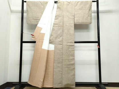 平和屋着物●結城紬　80亀甲　七宝花唐草文　正絹　逸品　CAAS8744vf