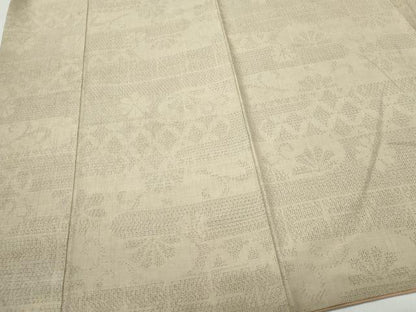 平和屋着物●結城紬　80亀甲　七宝花唐草文　正絹　逸品　CAAS8744vf
