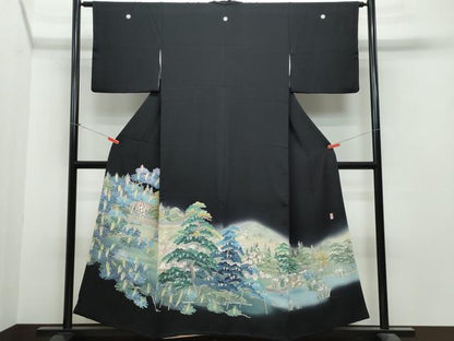 平和屋着物●十日町友禅作家 阿部佳雪 黒留袖 竜安寺 正絹 逸品 CAAS8750vf
