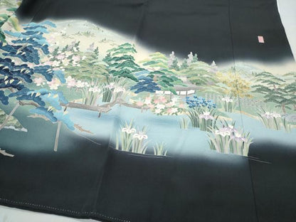 平和屋着物●十日町友禅作家 阿部佳雪 黒留袖 竜安寺 正絹 逸品 CAAS8750vf