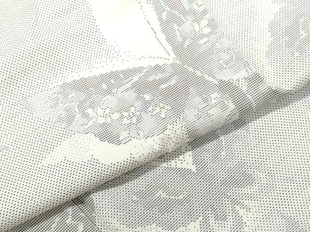 平和屋着物●都喜ヱ門 本場大島紬 白大島 9マルキ 舞蝶花文 藤絹織物謹製 正絹 逸品 CAAS8761vf
