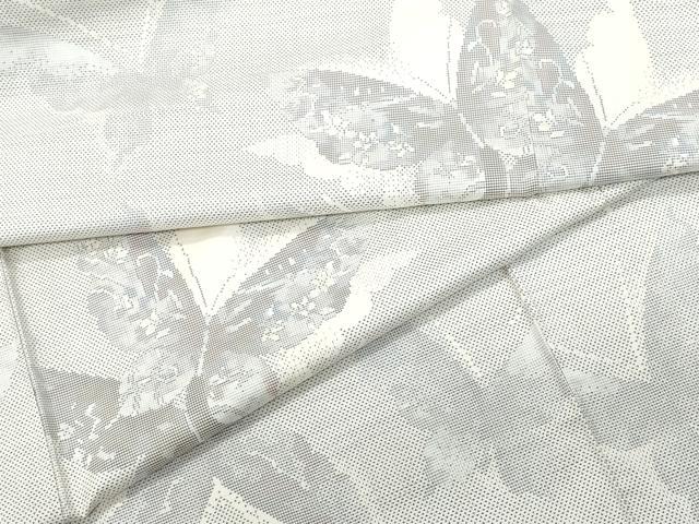 平和屋着物●都喜ヱ門 本場大島紬 白大島 9マルキ 舞蝶花文 藤絹織物謹製 正絹 逸品 CAAS8761vf