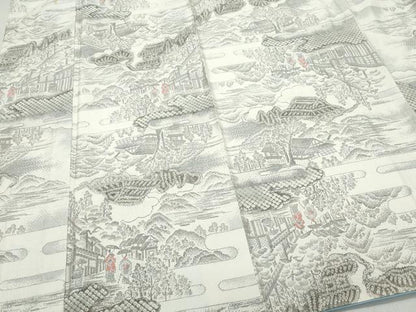 平和屋着物●本場大島紬　白大島　9マルキ　絞り　人物風景文　正絹　逸品　CAAS8769vf