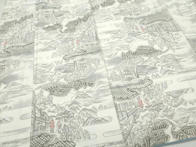 平和屋着物●本場大島紬　白大島　9マルキ　絞り　人物風景文　正絹　逸品　CAAS8769vf