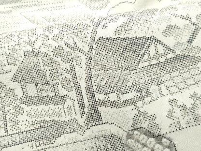平和屋着物●本場大島紬　白大島　9マルキ　絞り　人物風景文　正絹　逸品　CAAS8769vf
