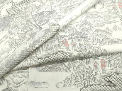 平和屋着物●本場大島紬　白大島　9マルキ　絞り　人物風景文　正絹　逸品　CAAS8769vf
