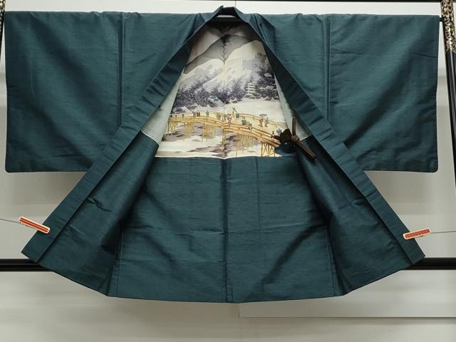 平和屋着物●男性　紬　アンサンブル　霞文　正絹　逸品　CAAS9202th