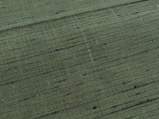 平和屋着物●真綿華峰紬 アンサンブル 色無地 麹塵色 反端付き 正絹 逸品 CAAS9204th